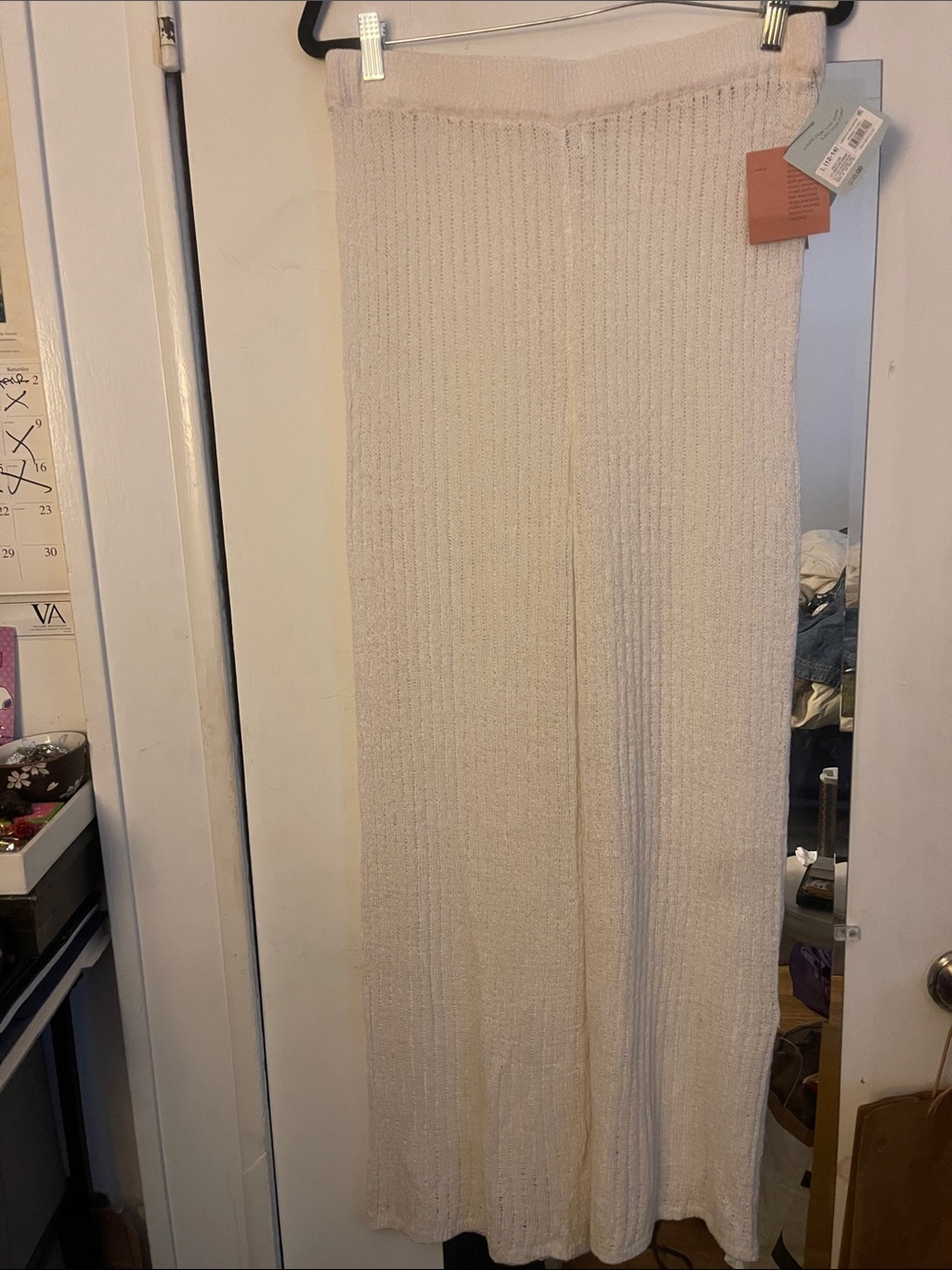 Shade n ShoreCream Ribbed Knit Wide-Leg Pants